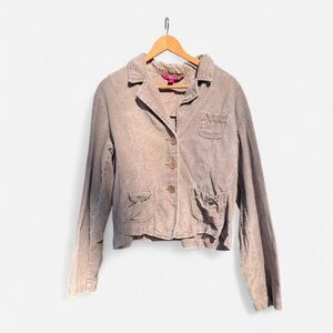 Y2K Tan corduroy jacket with button-up front and pockets